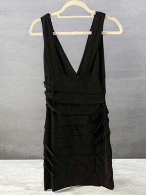 GRASS Collection Black V Neck Bodycon Dress Size 7